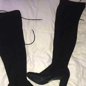 Black thigh high boots